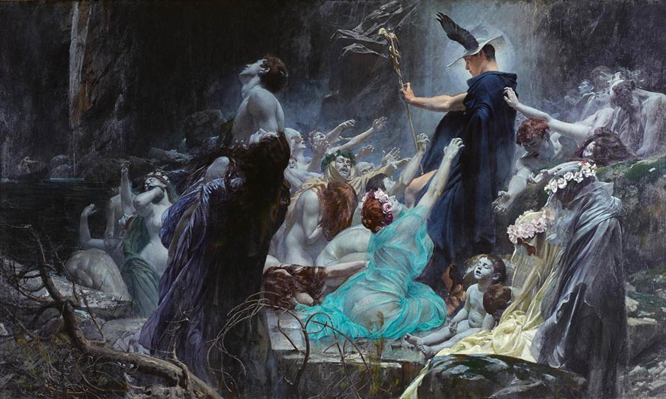 Hermes souls on the banks of the Acheron. Souls of Acheron