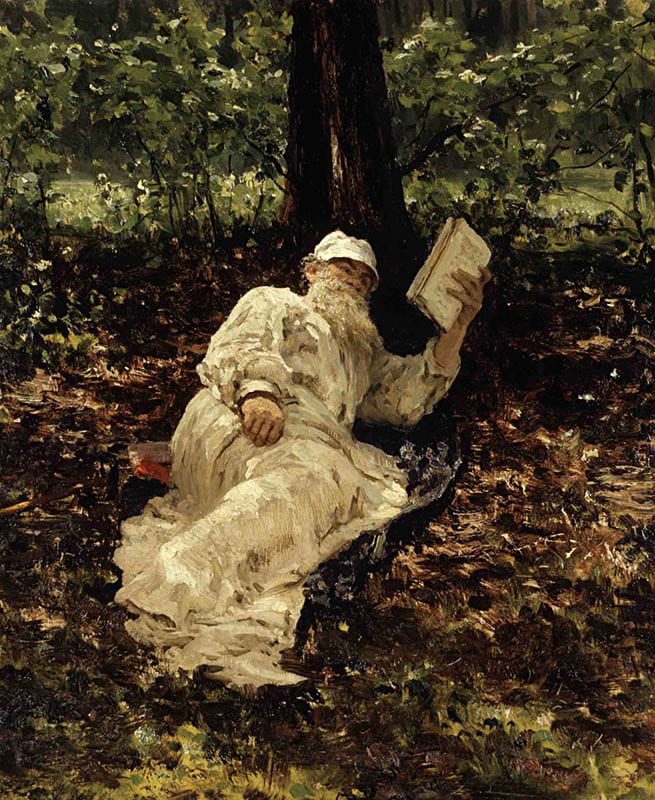 tolstoy in woods