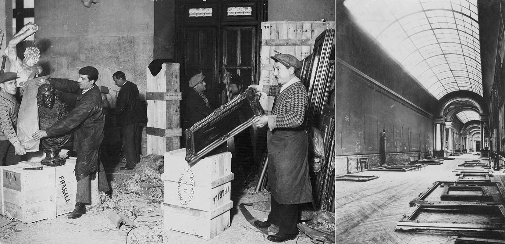 Staff packing paintings 1939 Louvre evacuation Jacques Jaujard