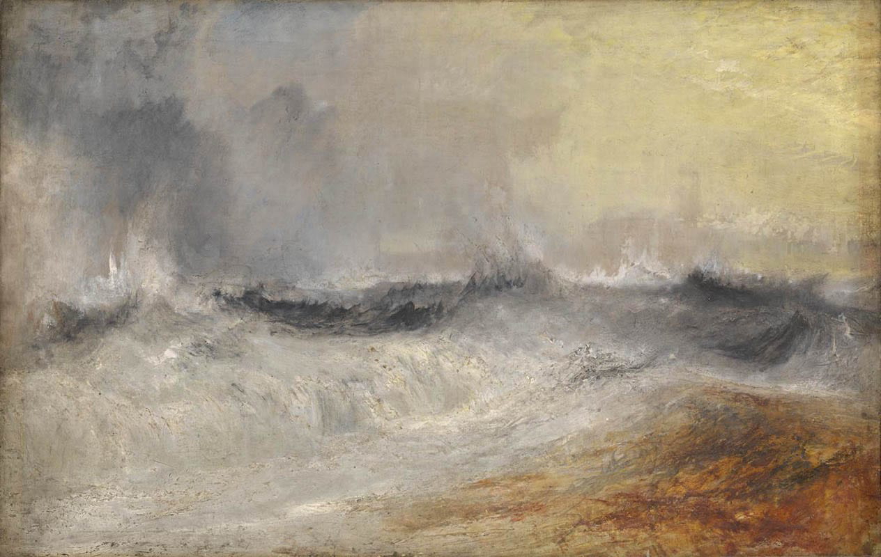 waves breaking against the wind jmw turner painting