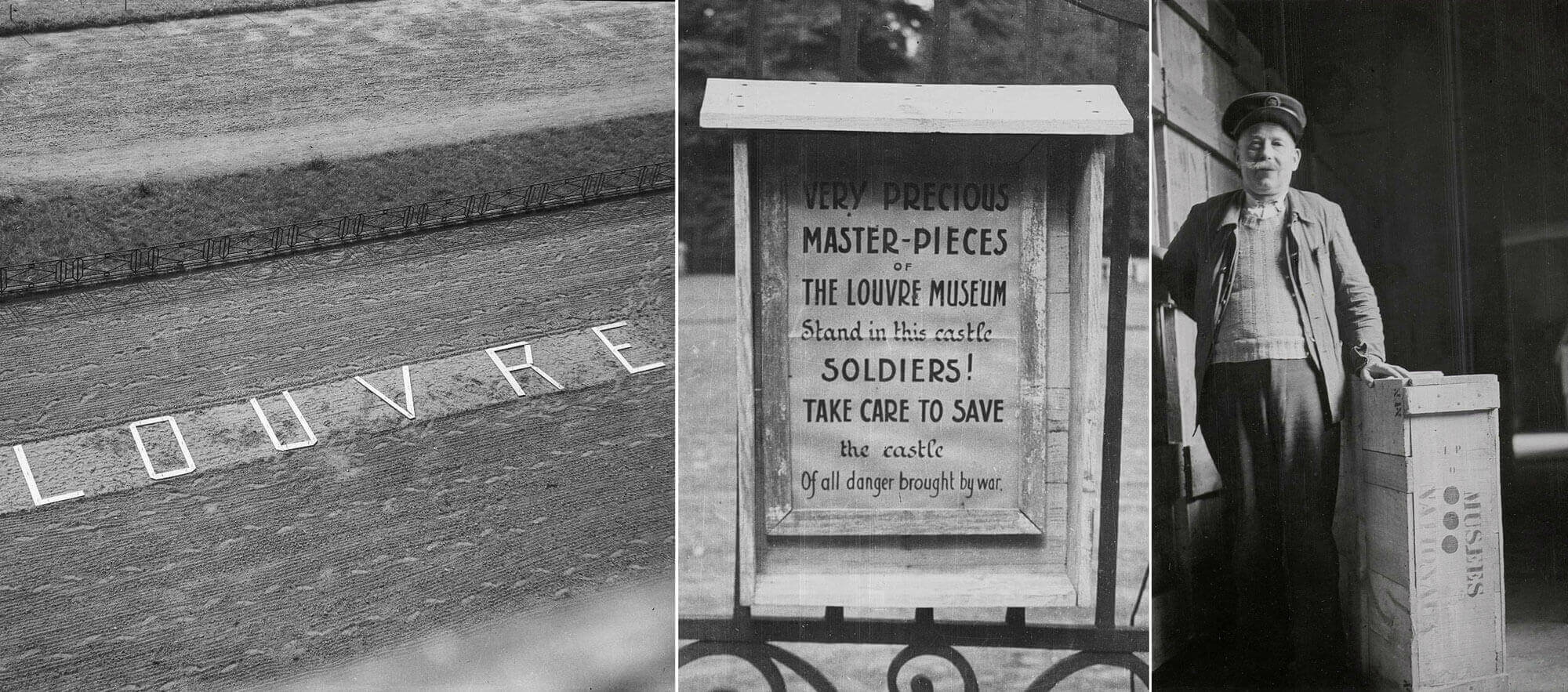 Louvre signs ground bombs WW2 Mona Lisa box