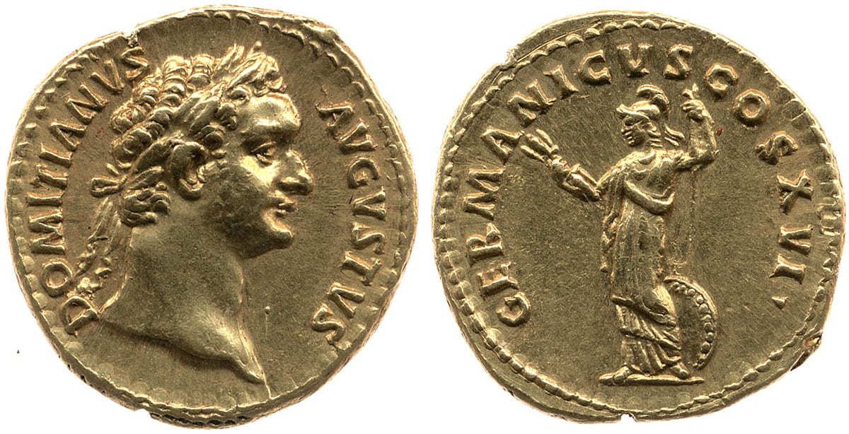 gold coin domitian minerva