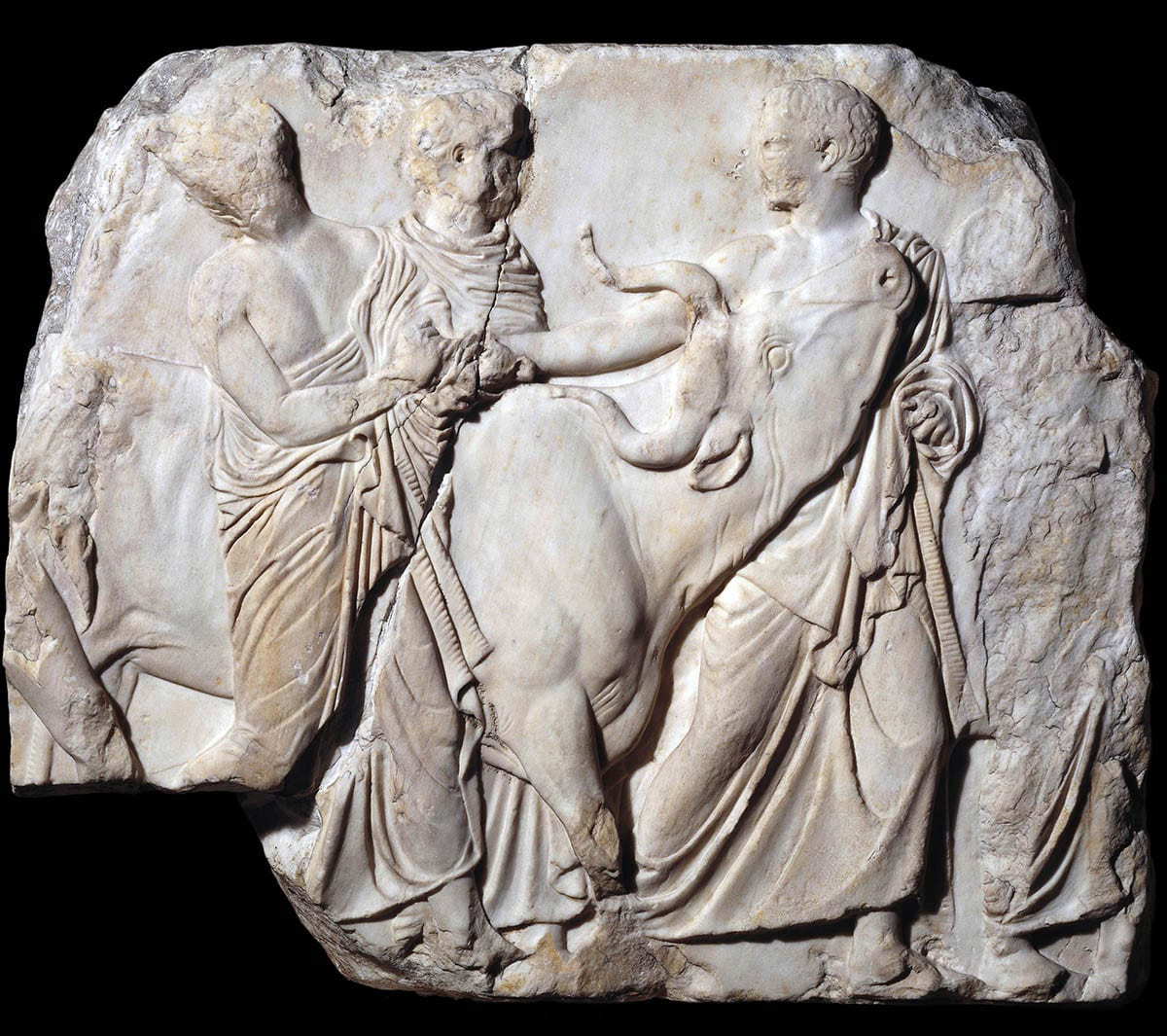 marble relief sacrifice scene panathenaic