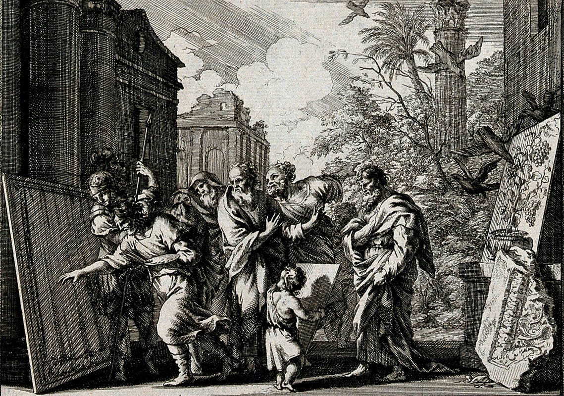 parrhasius deceives onlookers painting