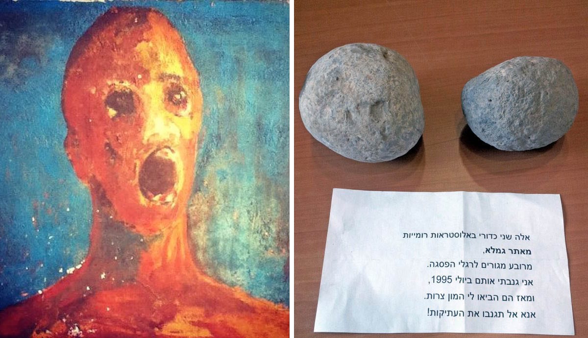 Anguished Man painting and Ballista Balls