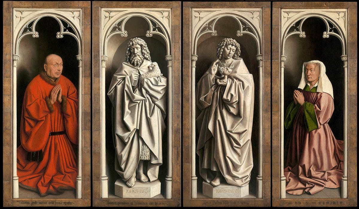 grisaille statues ghent altarpiece