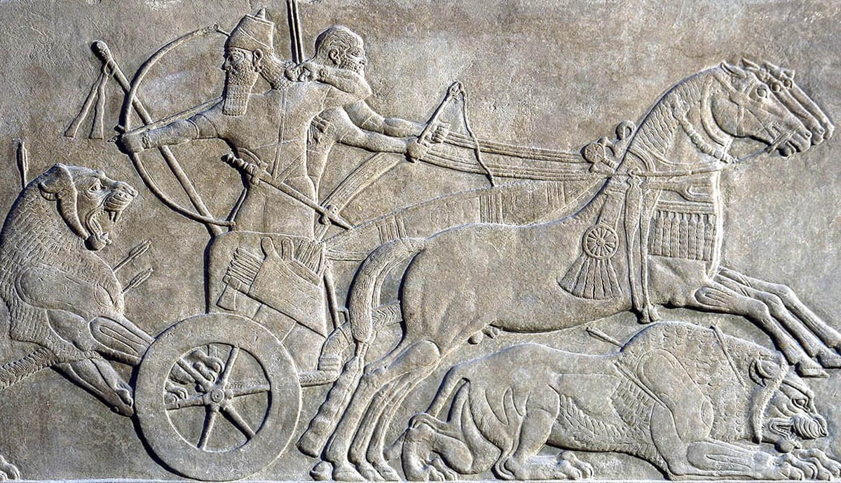 relief hunting lions mesopotamia