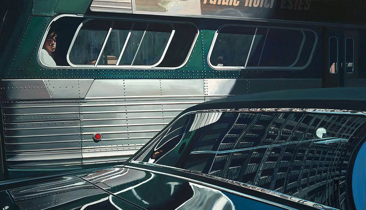 bus reflection flatiron building richard estes