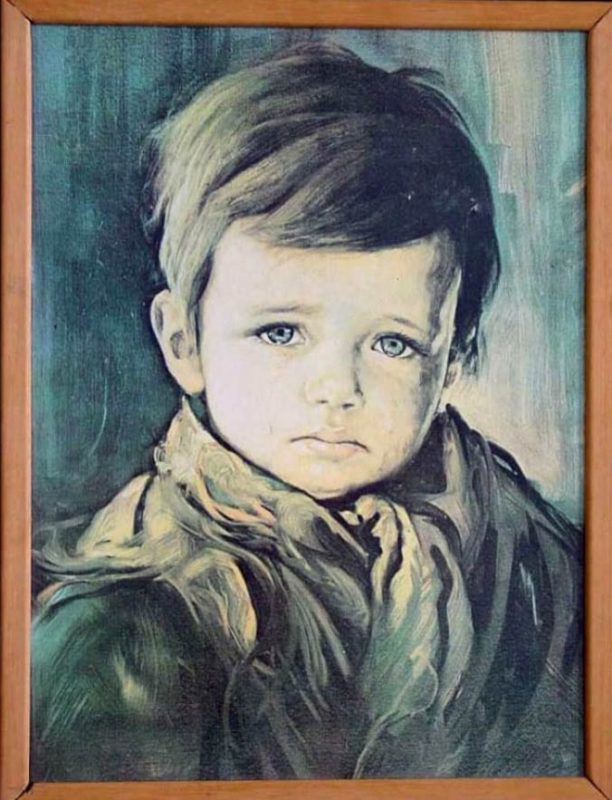 toby crying boy cursed painting
