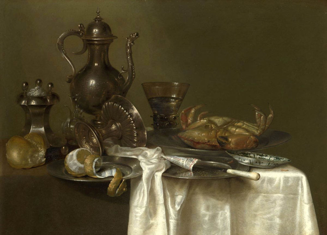 pewter and silver vessel still life