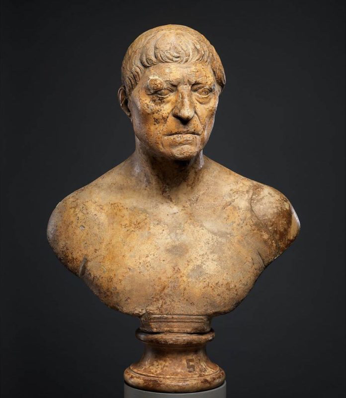 marble portrait bust elderly man