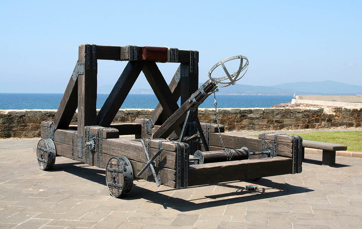 An ancient Greek-style catapult