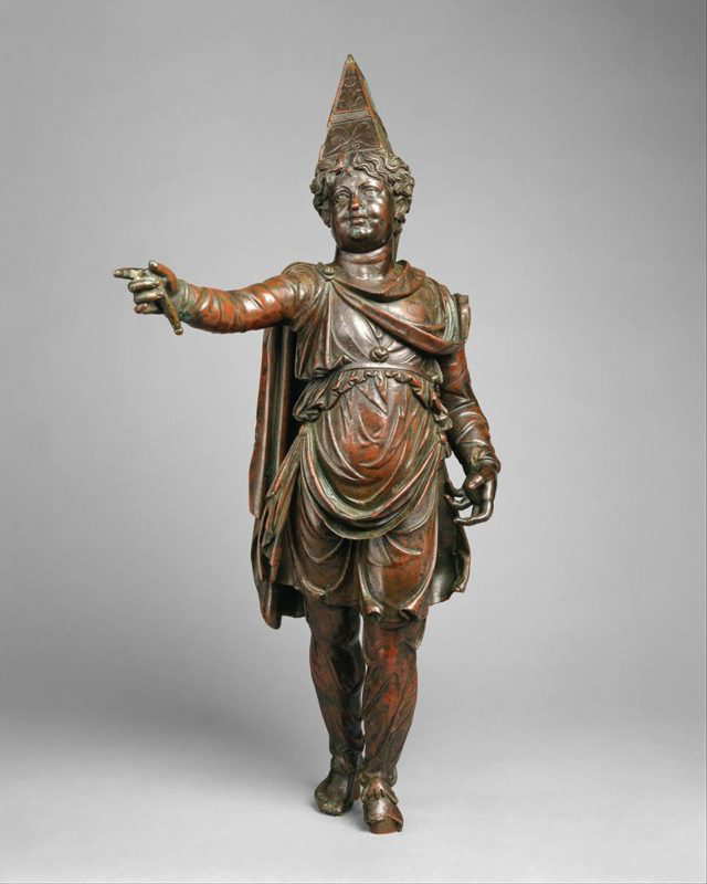 bronze statuette youth eastern dress attis