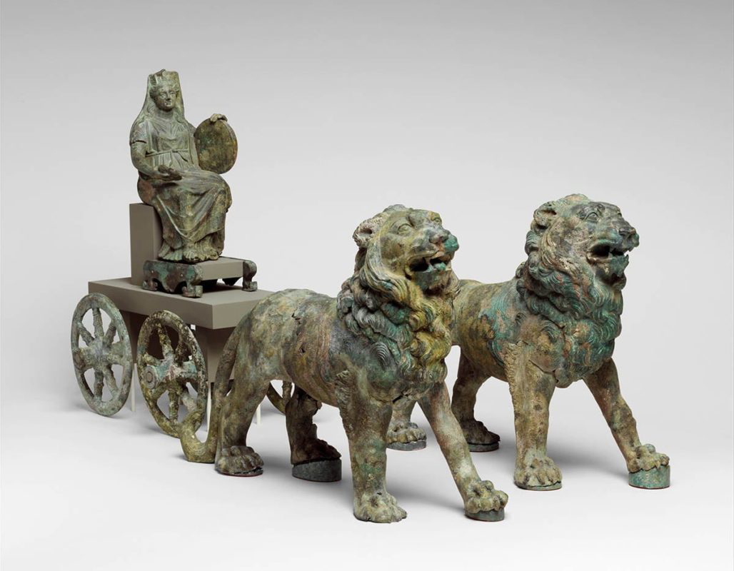 bronze statuette cybele chariot