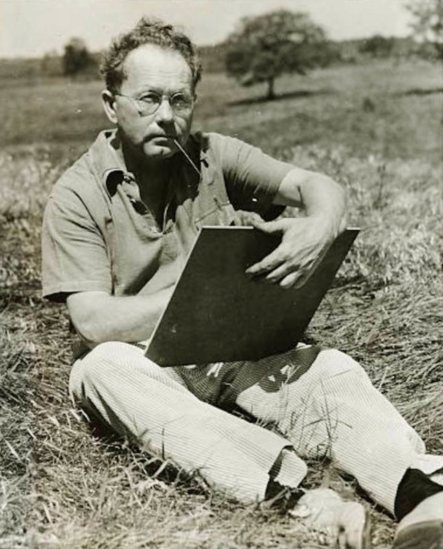 grant wood sketching photograph