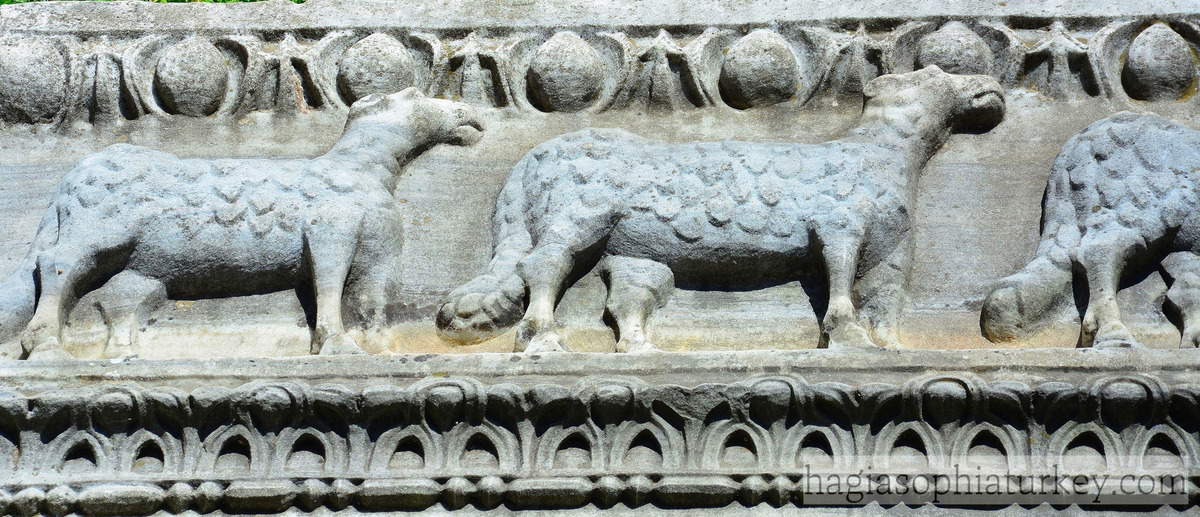 Relief from the second Hagia Sophia of AD 415 showing sheep representing the Apostles. Source: Hagia Sophia