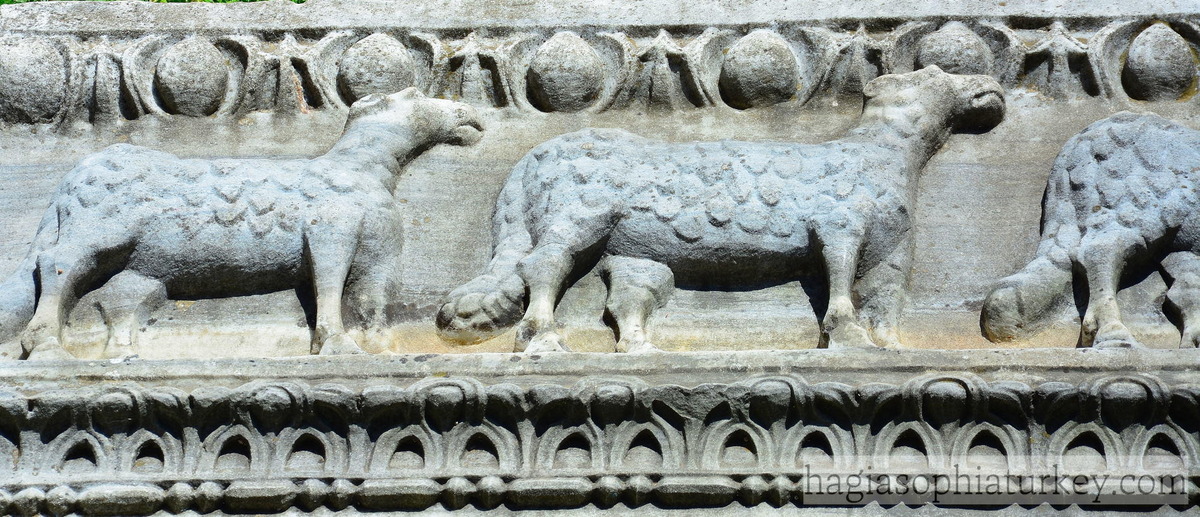 Relief from the second Hagia Sophia of AD 415 showing sheep representing the Apostles. Source: Hagia Sophia