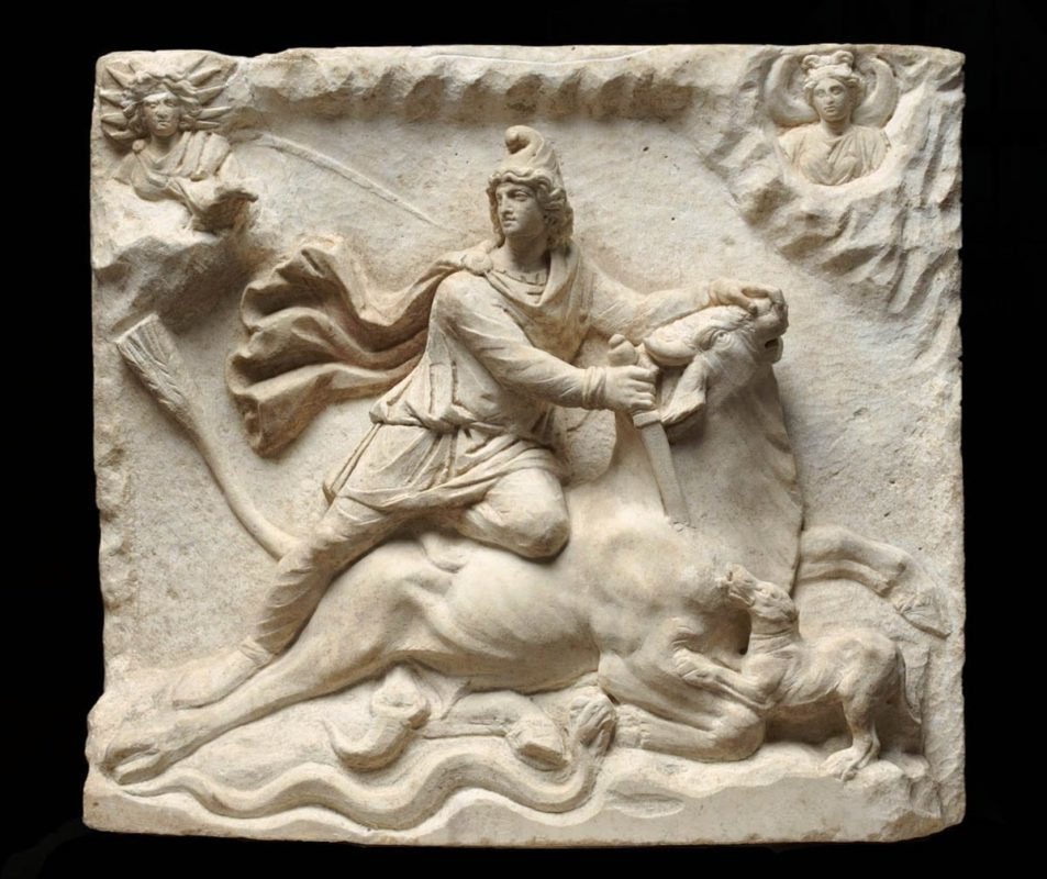 mithras slaying bull stone relief