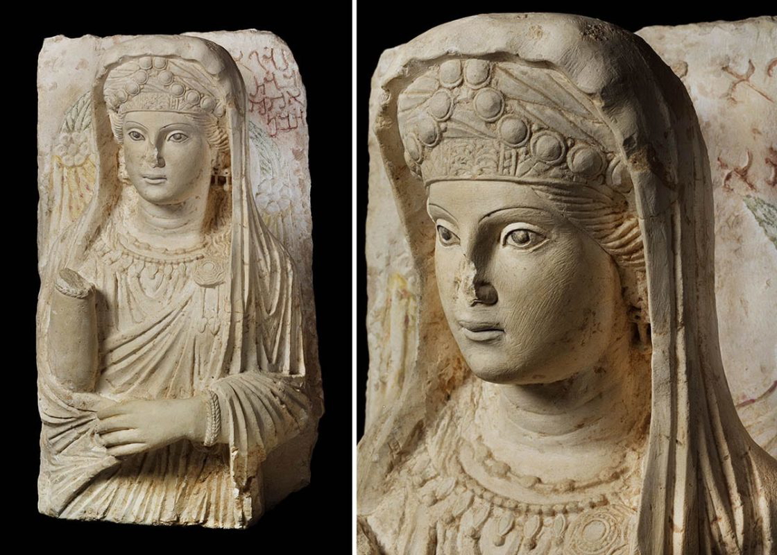 limestone bust palmyrene funerary relief