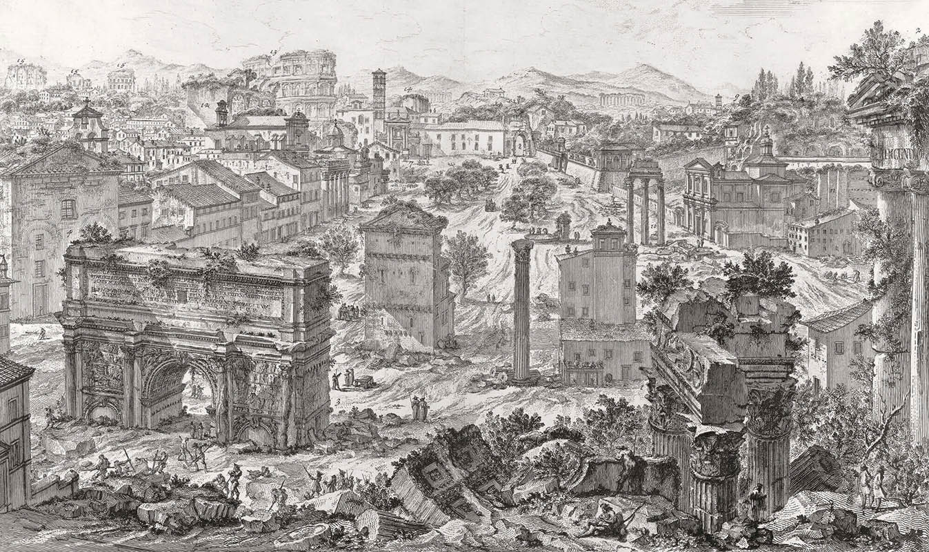 Ruins Roman Forum 1775 with lime burners destruction ancient monuments cultural heritage