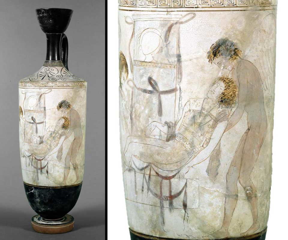 white ground funerary lekythos thanatos