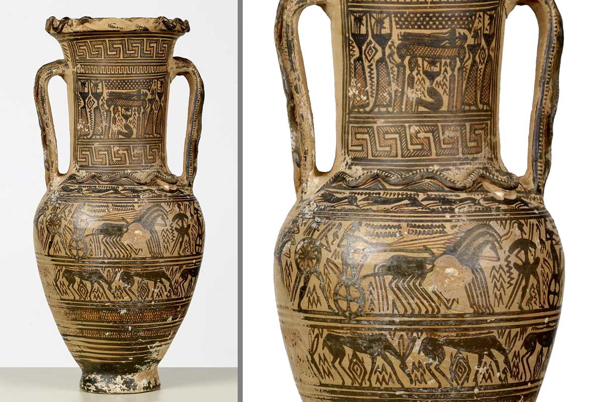 geometric style amphora funerary scene