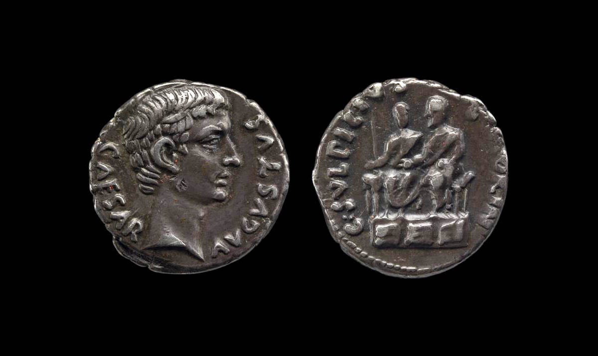 coin depicting augustus agrippa together