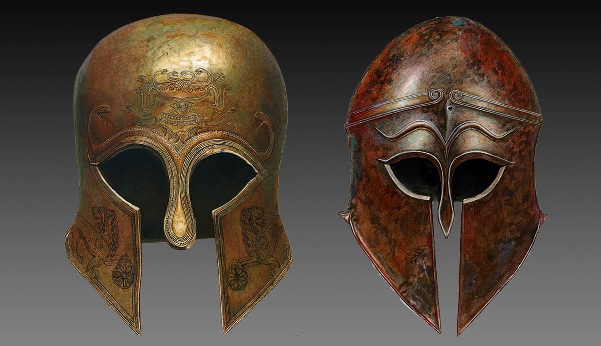ancient greek corinthian helmets