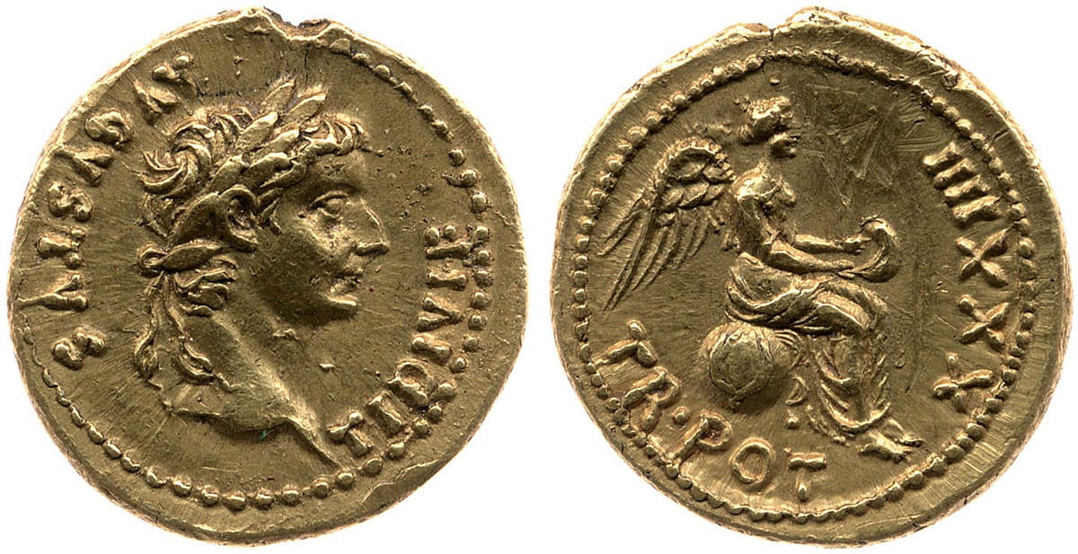 gold coin tiberius victory