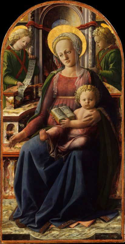 madonna and child enthroned with two angels