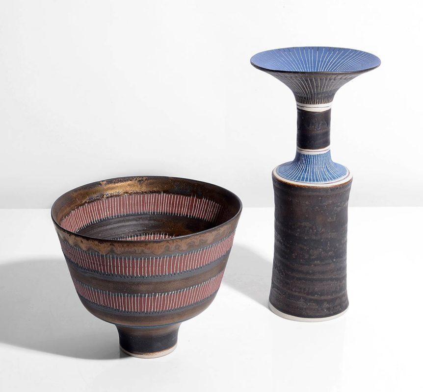footed bowl vase flared lip lucie rie