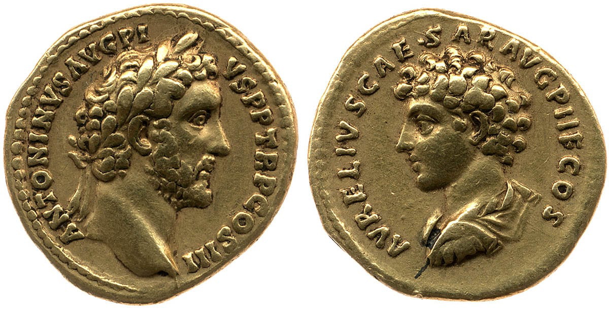 gold aureus antoninus pius marcus aurelius