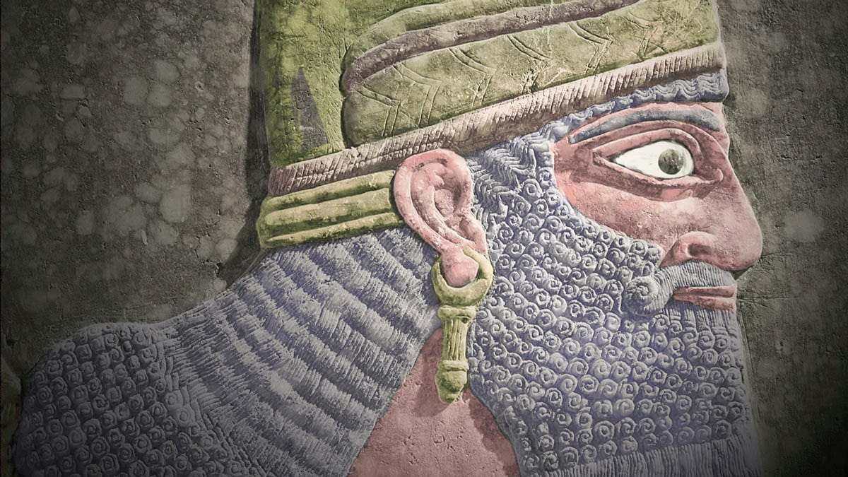 colored assyrian relief 