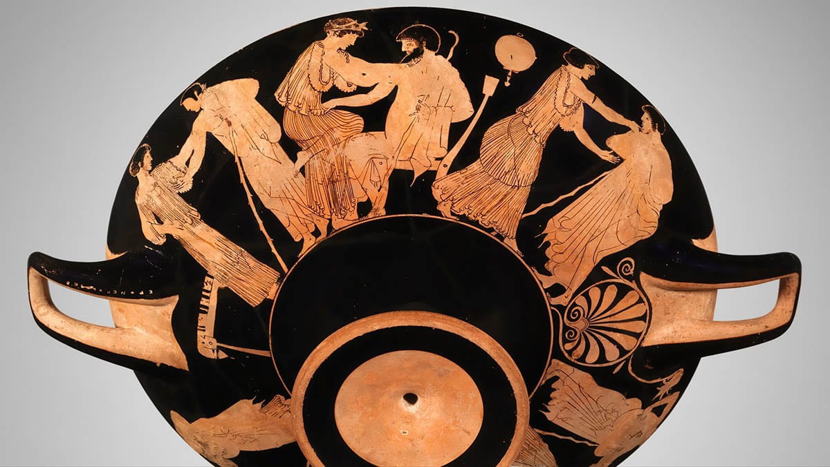 hieron lovers kylix greek vase