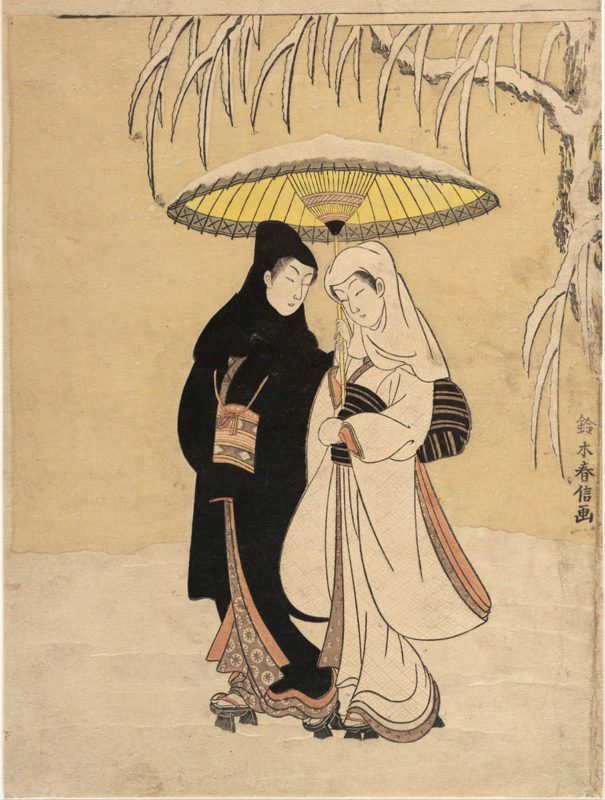 lovers in the snow suzuki harunobu