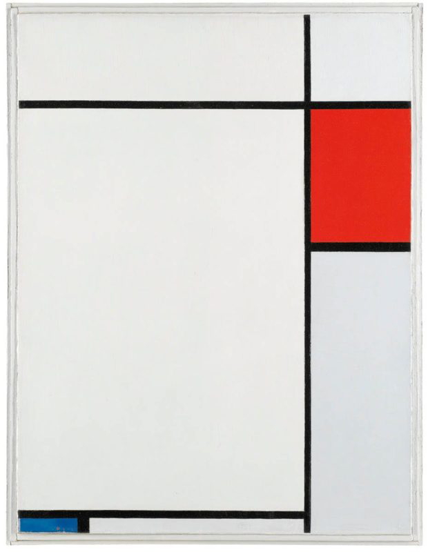composition with red blue and grey piet mondrian