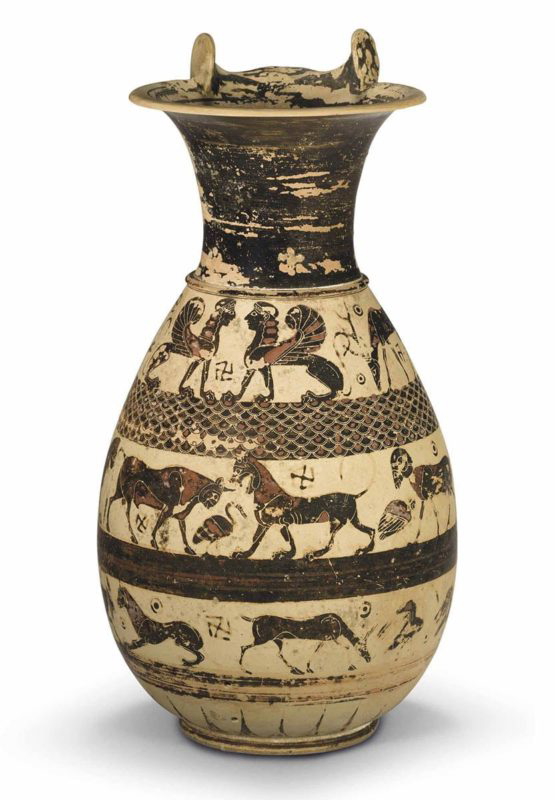 corinthian black figure olpe vase