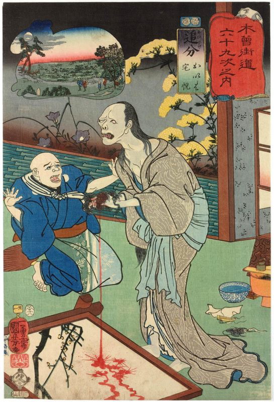 utagawa kuniyoshi oiwake station hair combing