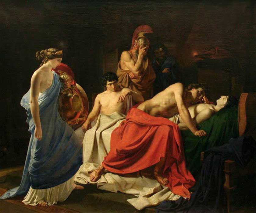achilles mourning patroclus painting by nikolai Ge