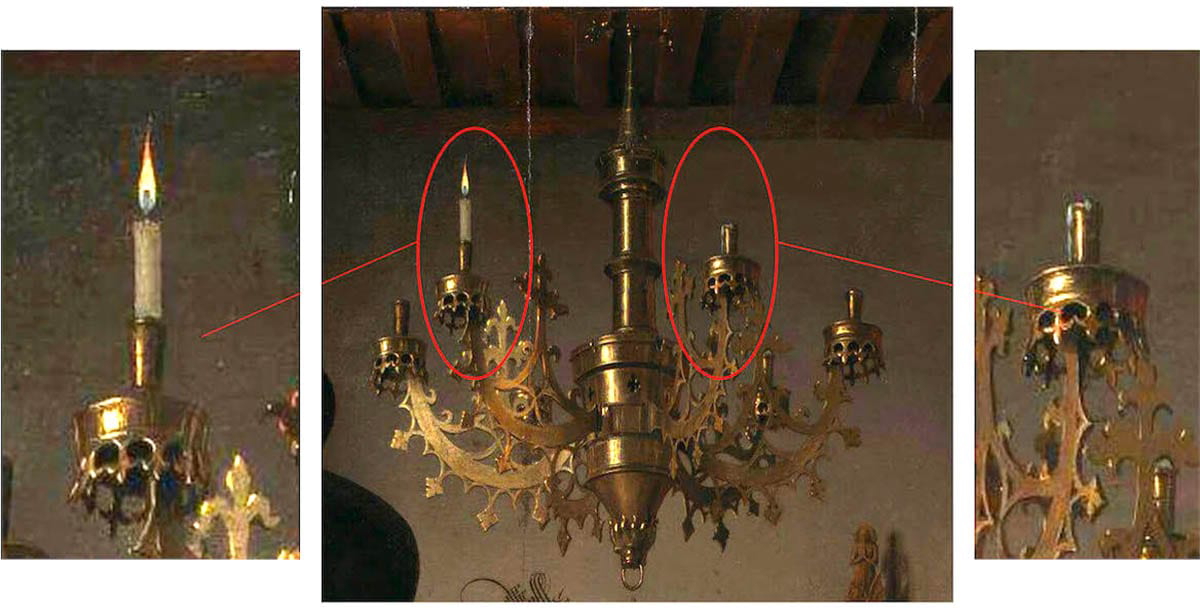 arnolfini portrait chandelier detail