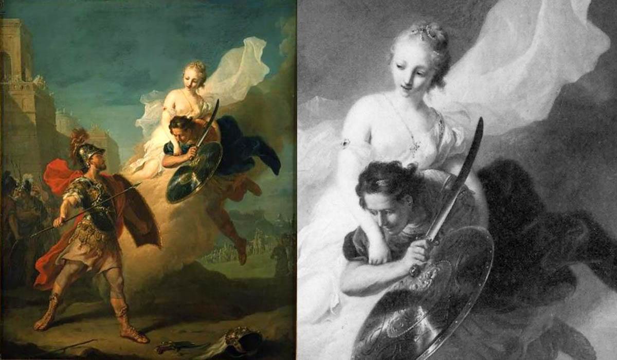 venus rescues paris duel menelaus