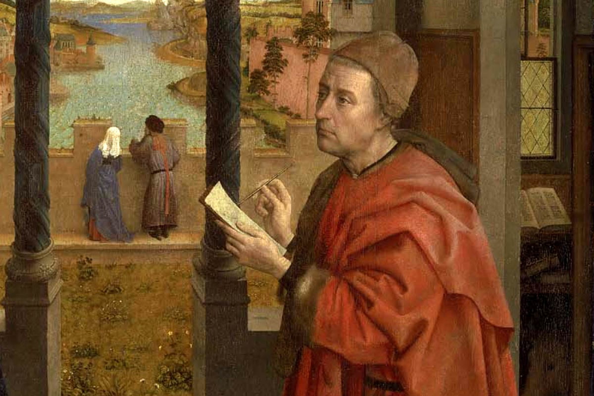 detail from saint luke drawing the virgin