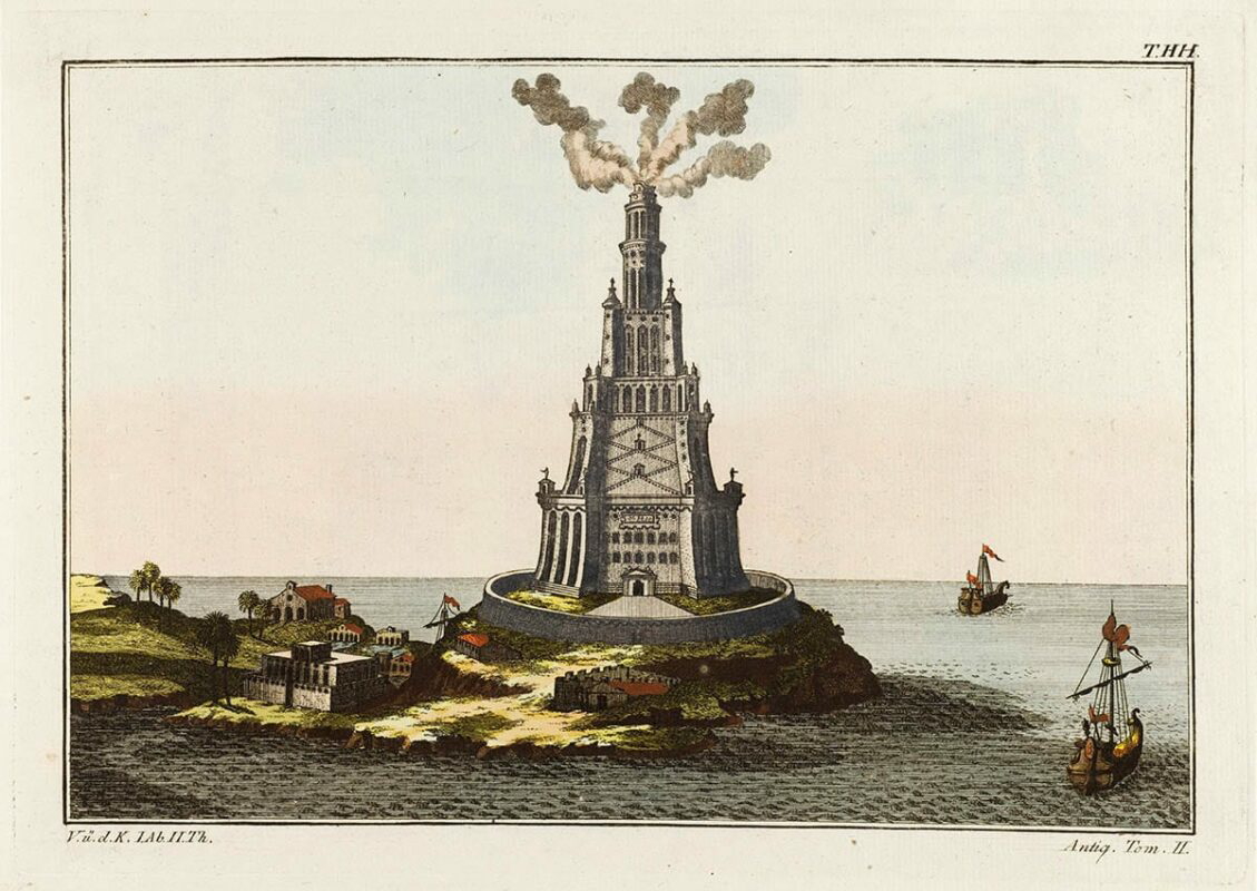 engraving lighthouse alexandria