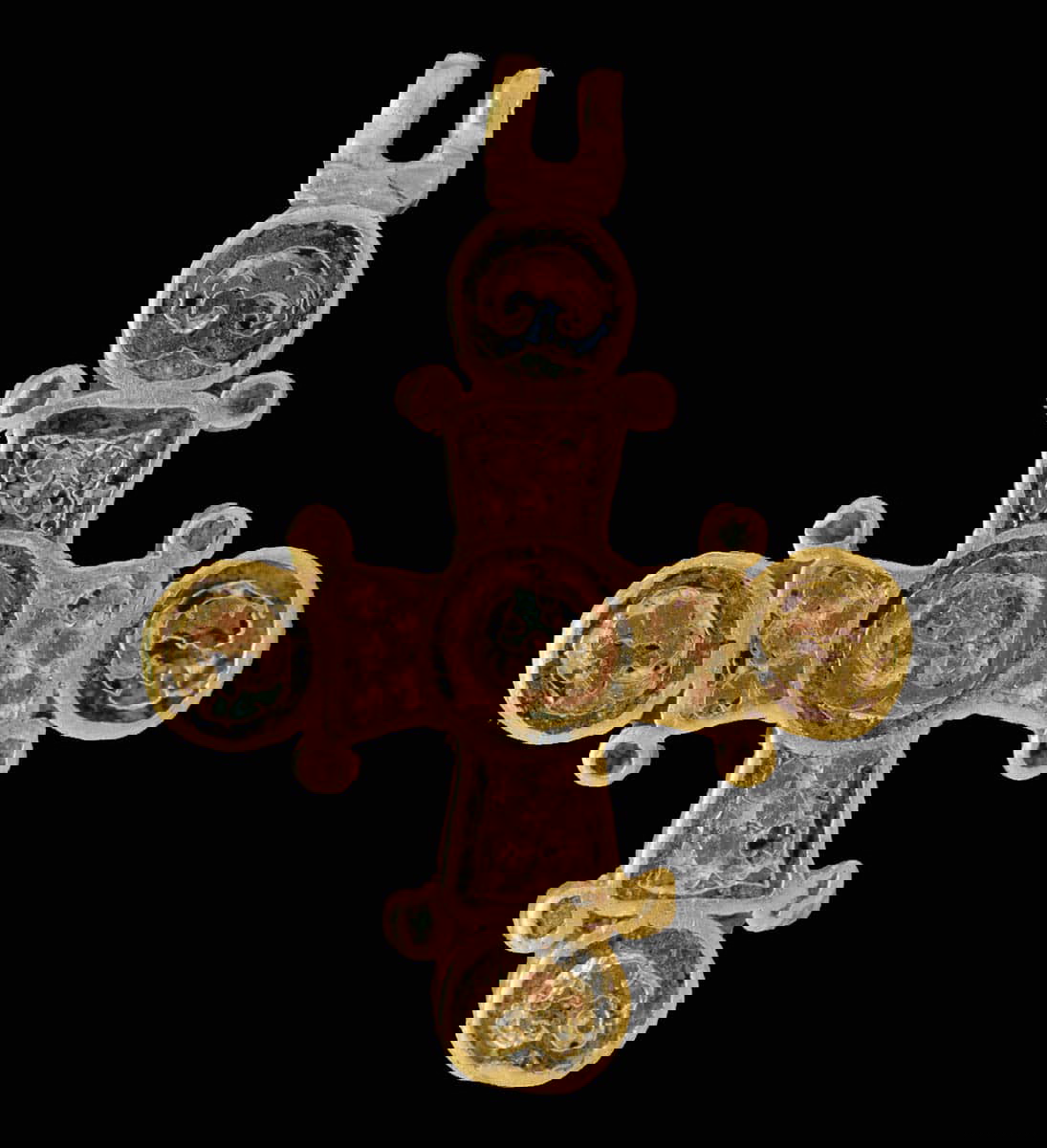 golden cross enamel detail