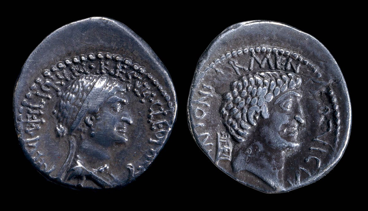 cleopatra mark antony silver denarius