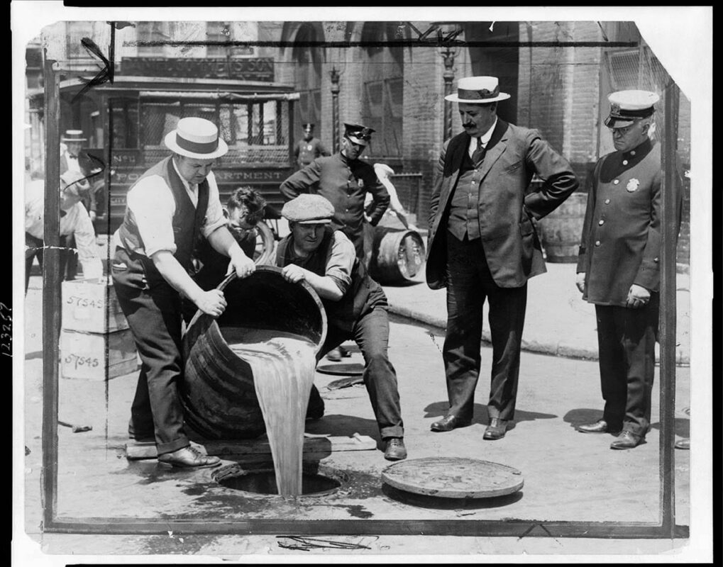 john a leach pour liquor into sewer