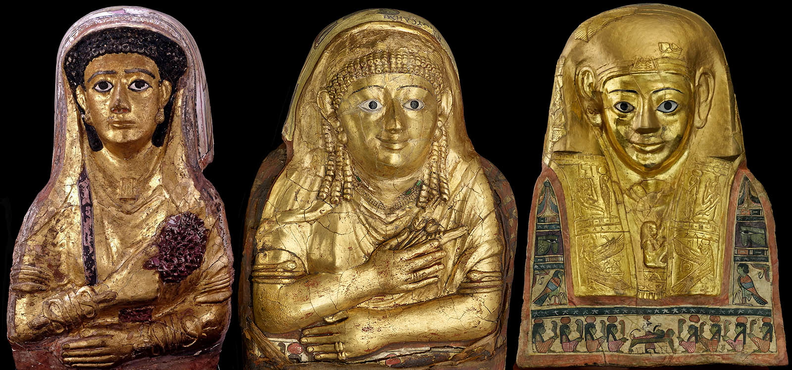 Greco-Roman Egyptian gilded coffins