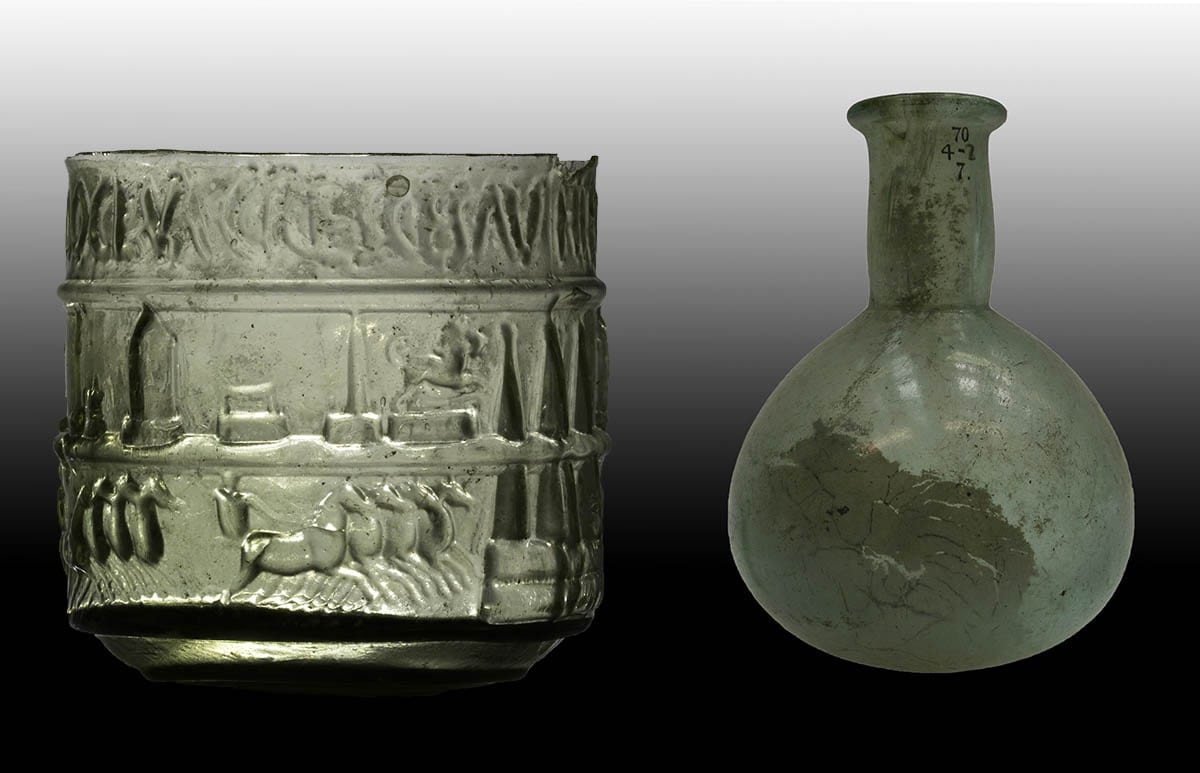 romano british glass beaker