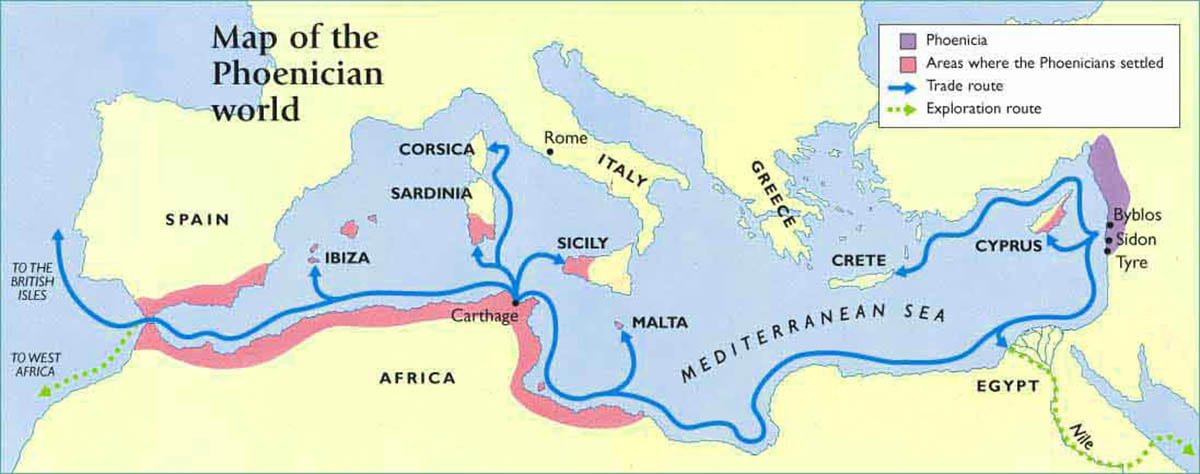 map of phoenician world