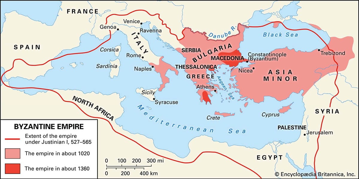 map of decline of byzantine empire